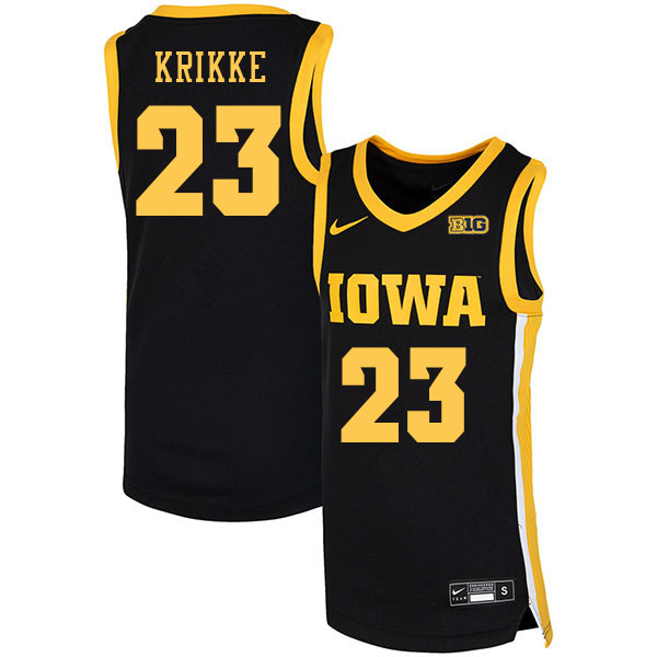 Men #23 Ben Krikke Iowa Hawkeyes College Basketball Jerseys Stitched Sale-Black